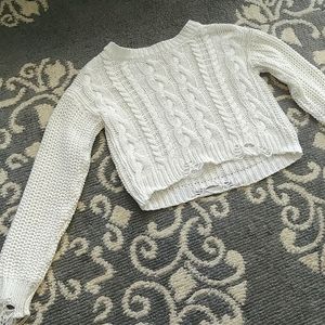 ✳️GARAGE CREAM CABLE KNIT HALTER SWEATER-XS